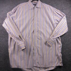 Eton‎ Shirt Mens Multicolor Stripe Dress Button Front Long Sleeve Cotton